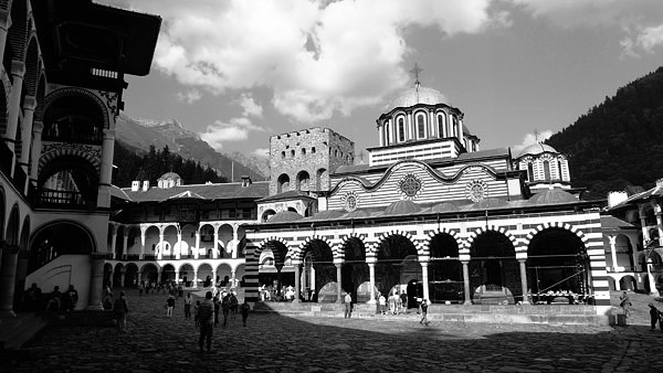 Stepping back, Rila Monastery, Bulgaria Stepping back, Rila Monastery, Bulgaria