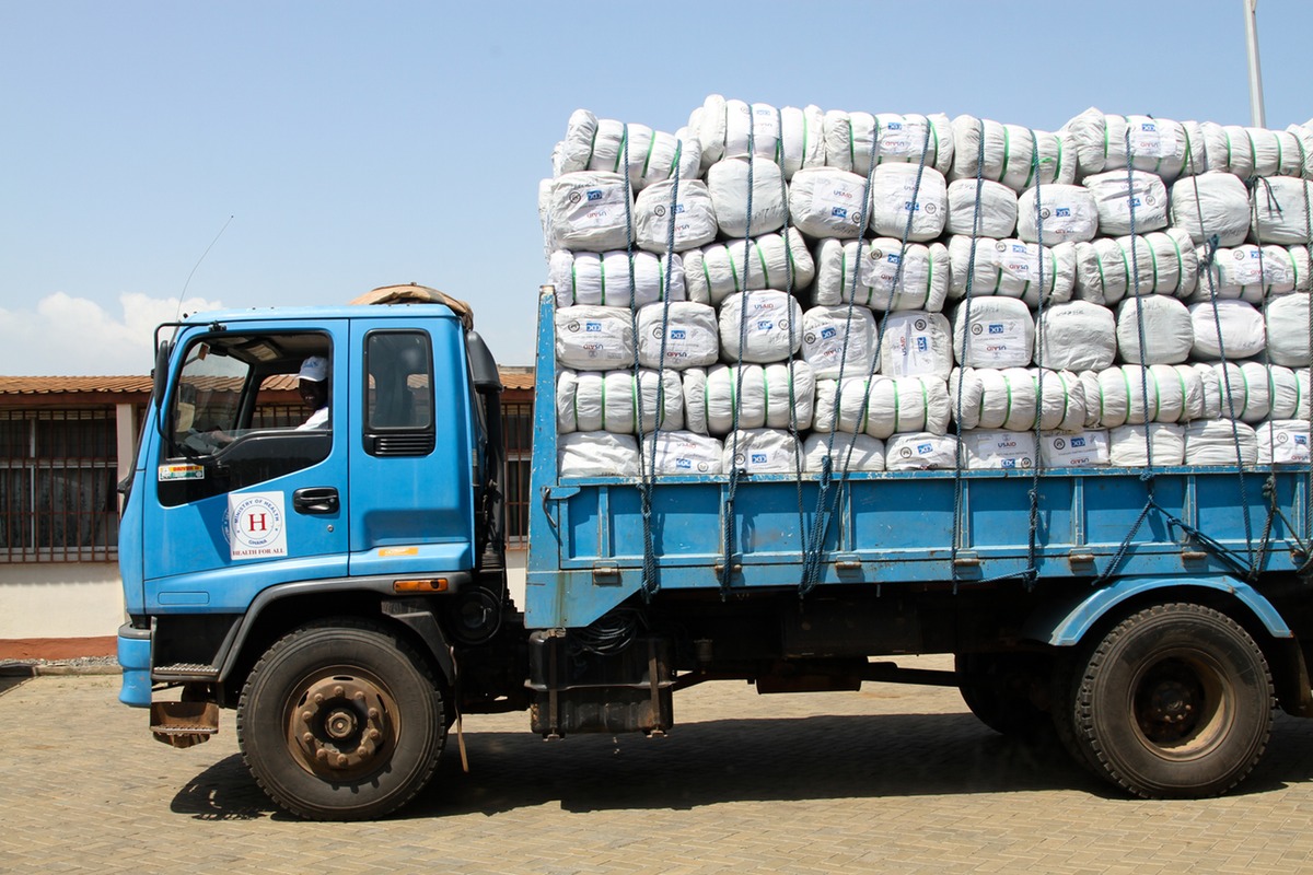 Truck loaded with medical supplies, Accra, Ghana